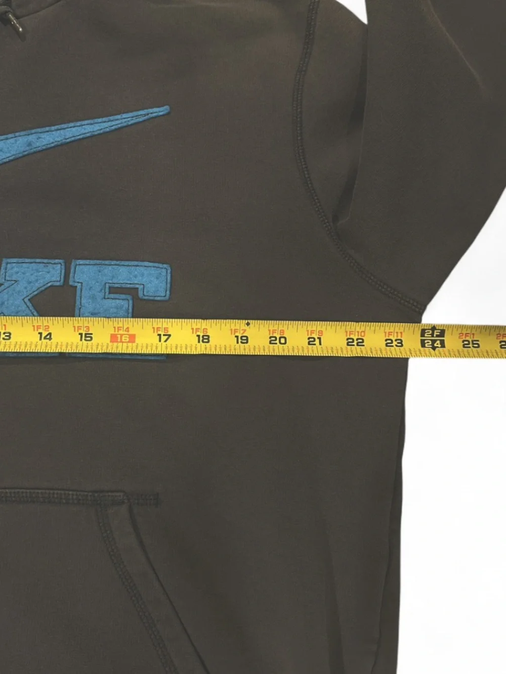 Y2K Nike Blue Swoosh & Logo Appliqué Grey Hoodie Sweatshirt Size Men’s Large